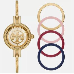 NIB TORY BURCH REVA BANGLE WATCH GIFT SET TBW4029 $279 GOLD TONE MULTICOLOR